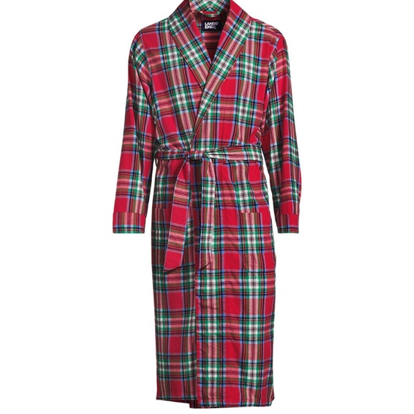 Lands' End Red Plaid Robe Men’s Size L - Picture 1 of 1